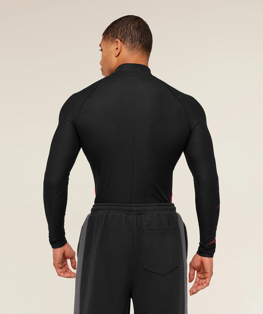 GYMSHARK X CARLOS BELCAST LONG SLEEVE TEE - BLACK/CARMINE RED