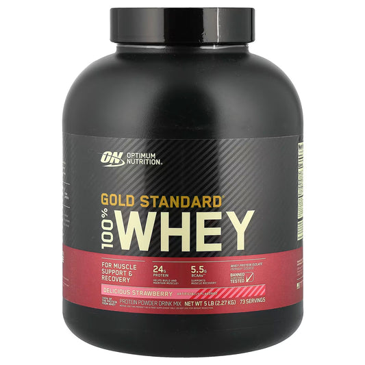 Optimum Nutrition, Gold Standard® 100% Whey, Suero de leche, Fresa deliciosa, 2,27 kg (5 lb)